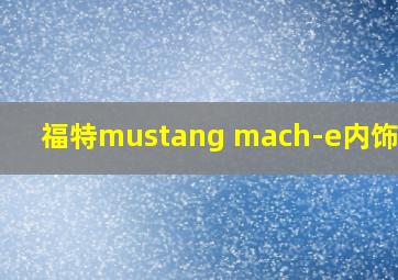 福特mustang mach-e内饰颜色